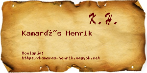 Kamarás Henrik névjegykártya